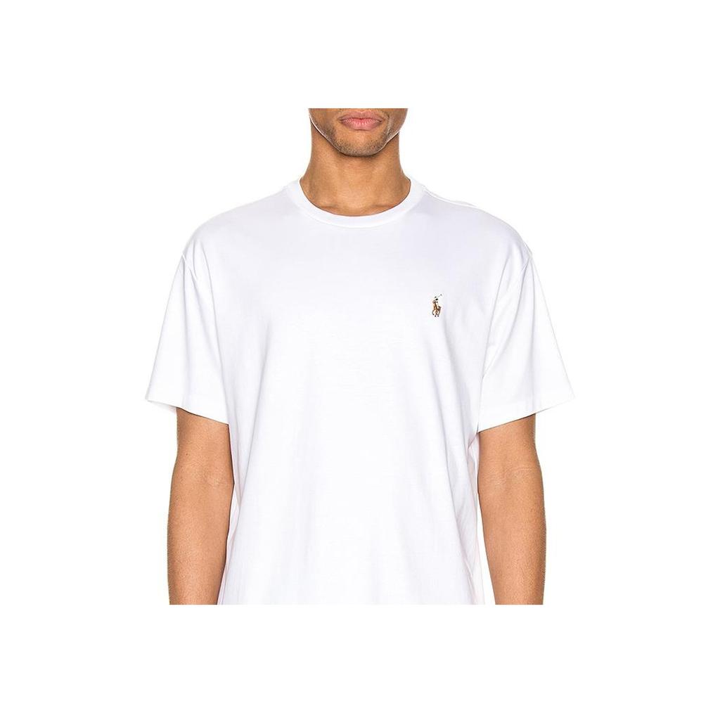 Polo Ralph Lauren Logo Print Straight Cut Pullover Short Sleeve T-Shirt Men Tops White 710746817-002