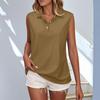 Women's Summer Fashion Color Lapel Button Sleeveless Vest Casual Top