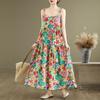 Ärmelloses Träger Übergröße Baumwolle Vintage floral Neu eingetroffen Kleider für Frauen lässig locker langes Sommerkleid