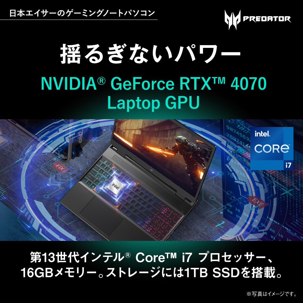 Acer Predator Helios Neo 16 Windows Intel Core I7 RTX 4070 Laptop 16GB 1TB WQXGA IPS 165Hz 3ms Matte 6 Japanese Keyboard (PHN16-71-N76Z47) - 11, GPU,