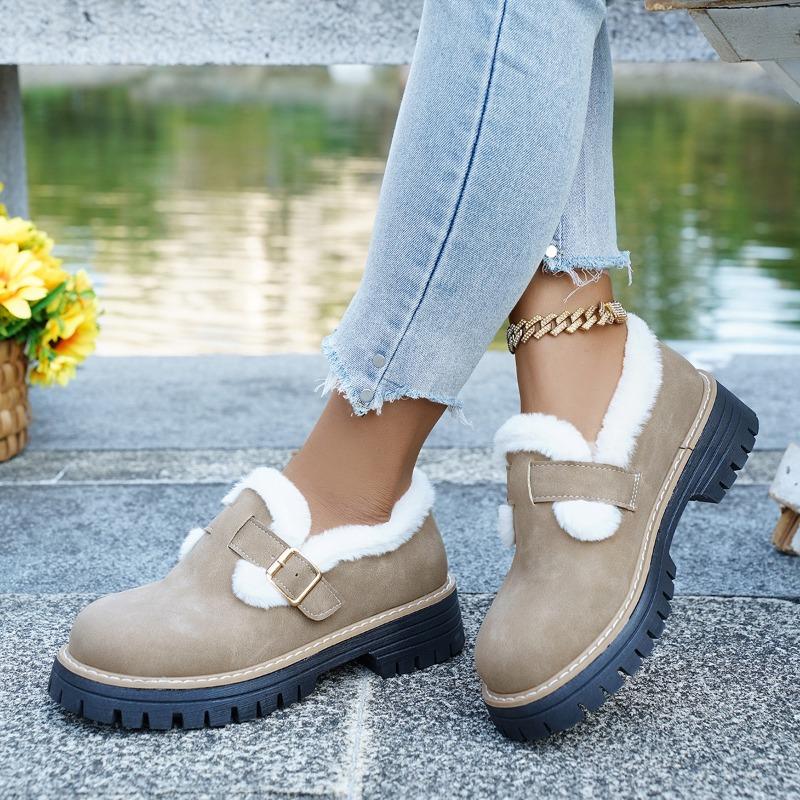 Women's Lightweight Comfortable Thick Soled Flat Bottom Anti-cold Warm Padded Snow Boots Non-slip Wear-resistant Outdoor Sports Loafers Cotton Shoes