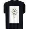 Unisex Black White Boho Floral Sketch Art Tee Crew Neck Short Sleeve Soft Breathable Lightweight Minimalist Flower Print Retro Bohemian Vintage