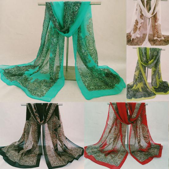 Sciarpa Lunga Morbida in Chiffon Floreale da Donna, Coprispalle Trasparente, Stola, Regalo