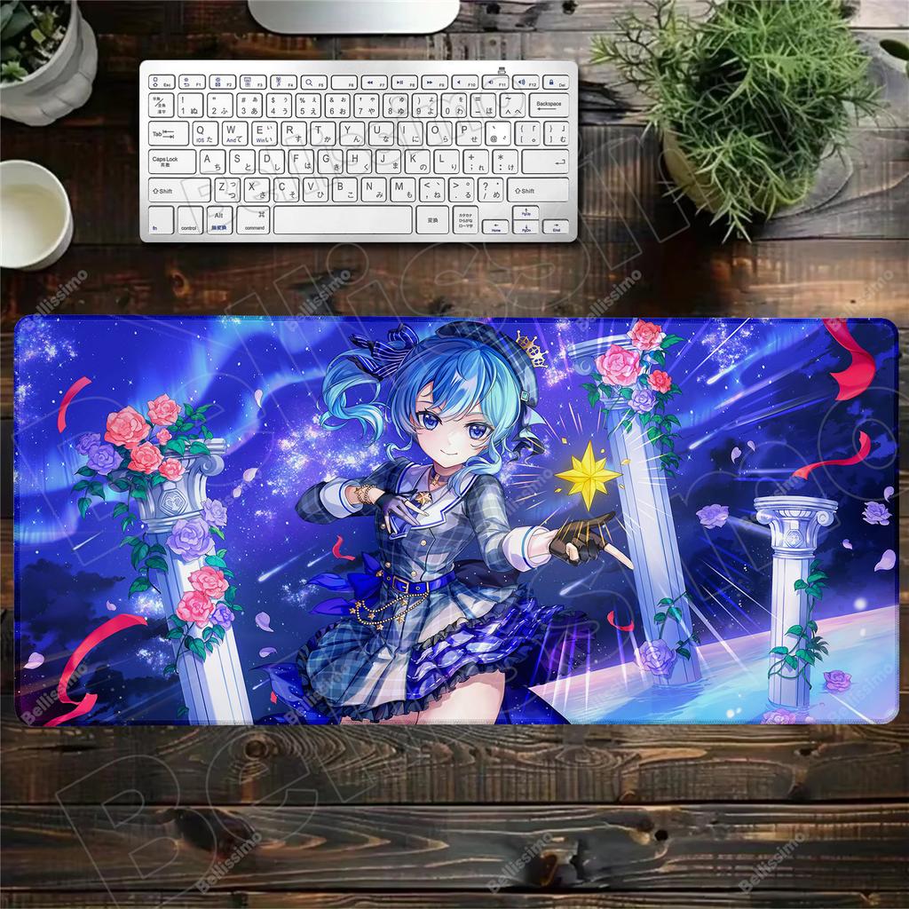 Large Mouse Pad Hoshimachi Suisei Anime Computer Notebook Hololive Gaming Setup Accessories Mouse Mat Non-slip Keyboard Desk Pad