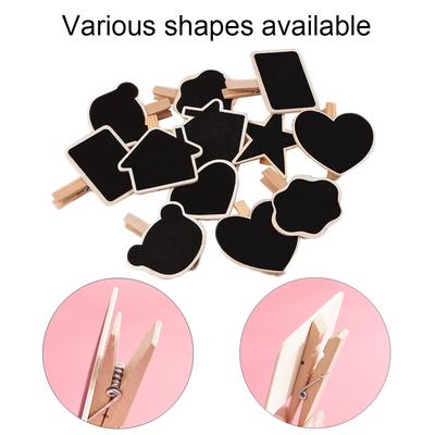 10 Stück Mini-Kreidetafelschilder aus Holz mit Clip, kleine rechteckige Tafel, Lebensmitteletiketten, Message Board-Schilder, Etiketten-Clips für die Partydekoration