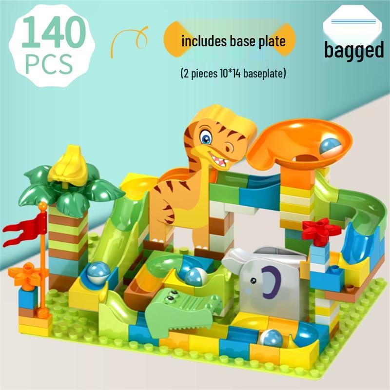 Blocuri de construit compatibile pentru circuit cu bile pentru copii cu vârste cuprinse între 3 și 6 ani: Jucării Educative cu Tobogane pentru Băieți și Fete