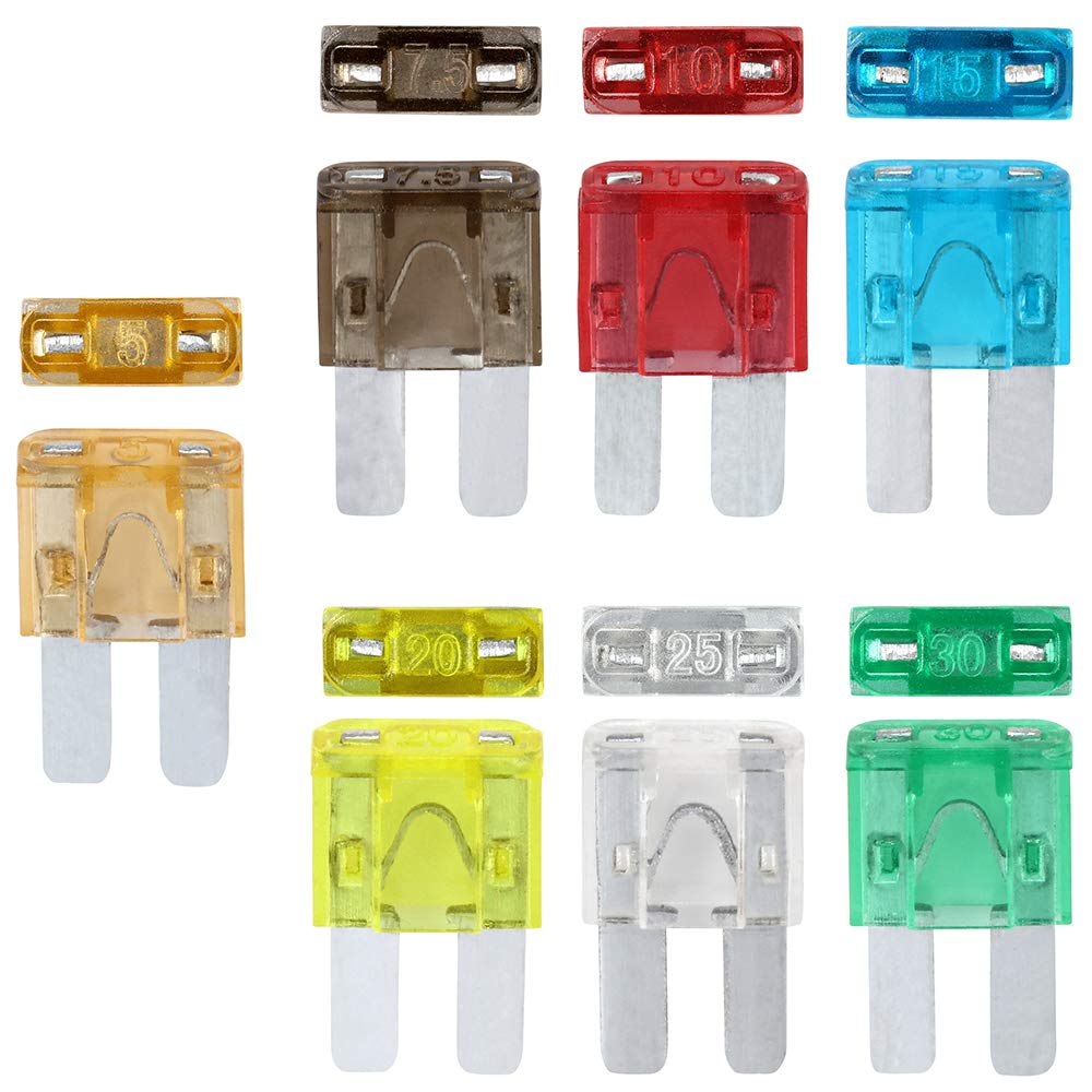 Automotive Fuses Auto Car Micro II 2 Blade Fuse Upgraded Kit Assortment | 5A 7.5A 10A 15A 20A 25A 30A ATO ATC 50 Pieces for SUV Truck RV