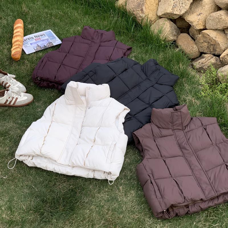 New Winter Stand Collar Versatile Short Vest Fashionable Versatile Cotton Horse Clip Slimming and Fashionable Ladies Jacket