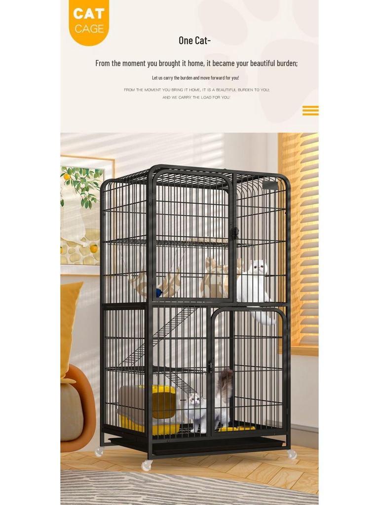 Large Double-Layer Indoor Cat Villa: Space-Saving, Portable Cage with Nest