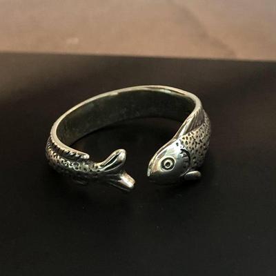 Niş Basit Balık Şekilli Yüzük Eskitilmiş Altın Vintage Ayarlanabilir Yüzük Gümüş Alaşım Retro Açık Halka Unisex