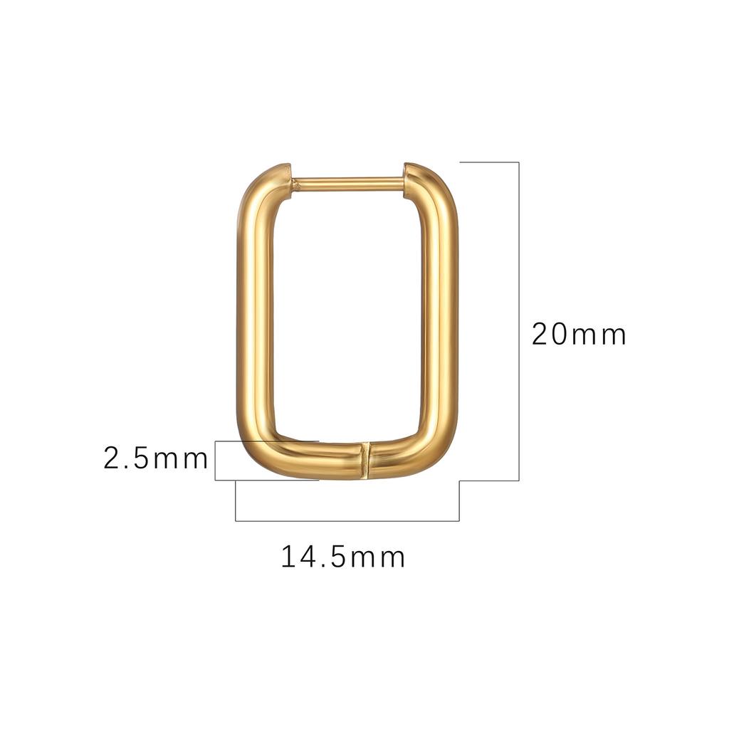 Stainless Steel Ear Buckle Simple Trend Unisex Titanium Steel Round Wire Rectangular Earrings