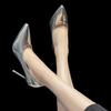 Fashion new metal heel super high heel glossy light mouth pointed head sexy nightclub slim high heel single shoes