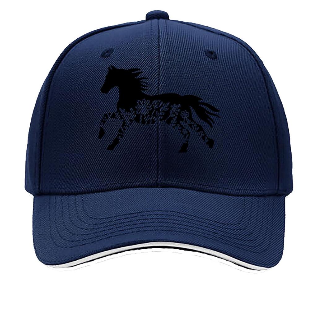 One Top Unisexs and Womens Same Style Small Flower Horse Animal Print Spring and Summer Sunshade Net Sandwich Baseball Cap