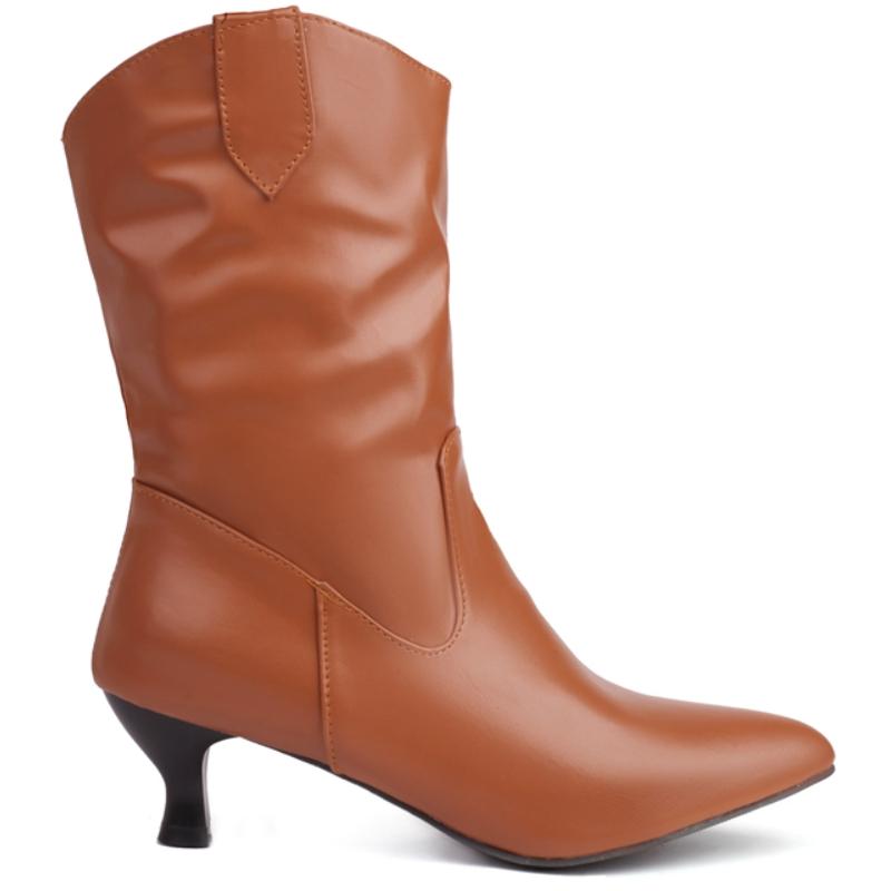 

Элегантные короткие ботинки Осенне-зимняя обувь Женские полусапоги Элегантные черно-бело-коричневые на каблуке Вечерние танцевальные туфли Женские Большой размер 39 коричневый