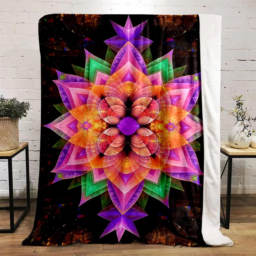 Colorful Mandala Abstract Art Pattern Blanket Flannel Blanket for Bedroom, Living Room, Sofa, and Nap Sofas.