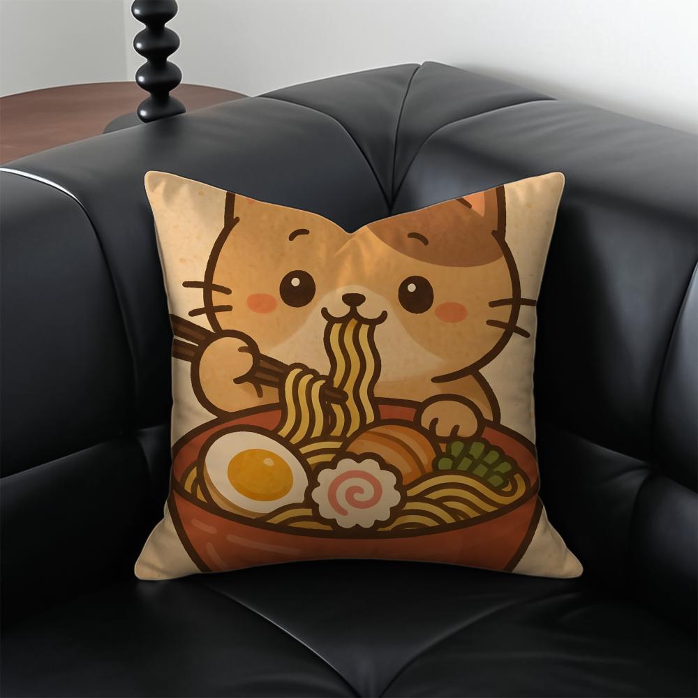 RRamen Animal Pillow Anime Art Cushion Cushion Cover Pillow Case Antidustmite Invisible zipper silky plush cushion