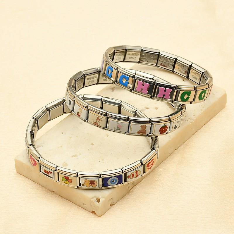 Adjustable Titanium Steel Modular Stretch Bracelet With Removable Charms - Zodiac Crown Heart Floral Cartoon Geometric Animal