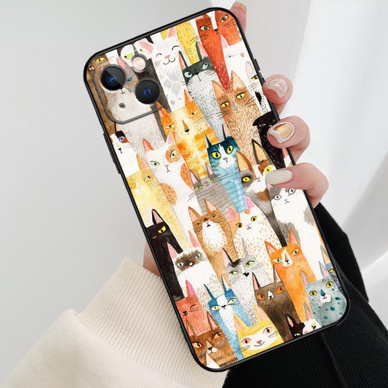 Cute Cartoon Cats Collage Phone Case For iPhone 17 Pro Max 14 13 12 11 15 16 Pro Max mini 15 16 Plus 16e 17 Air Cover