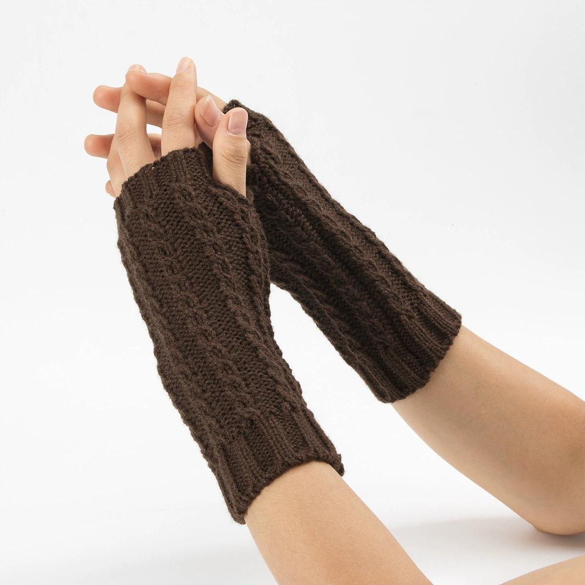 

Botvotee Y2k Half Finger Winter Gloves for Women Winter Soft Warm Knitting Arm Gloves Warm Fingerless White Red Mitten Guantes One Size кавовий