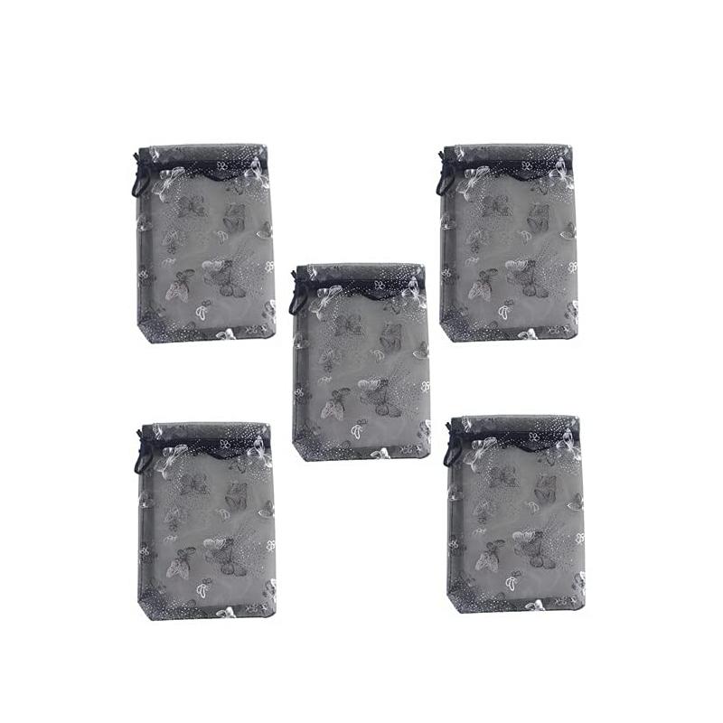 25 Pieces 3 Sizes Hot Stamped Butterfly Bags Jewelry Gift Bags Candy Bags Drawstring Wedding Bags Hot Stamped Gauze Bags Organza Bags Spice Bags AVE