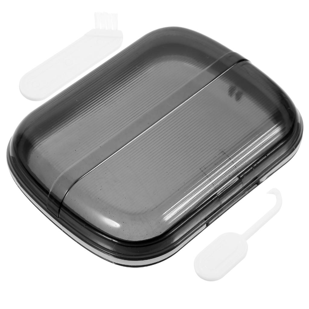 1Set Retainer Case Dental Storage Box Portable Travel Denture Organizer with Cleaning Brush and Mirror Compact Hygienic Hygiene