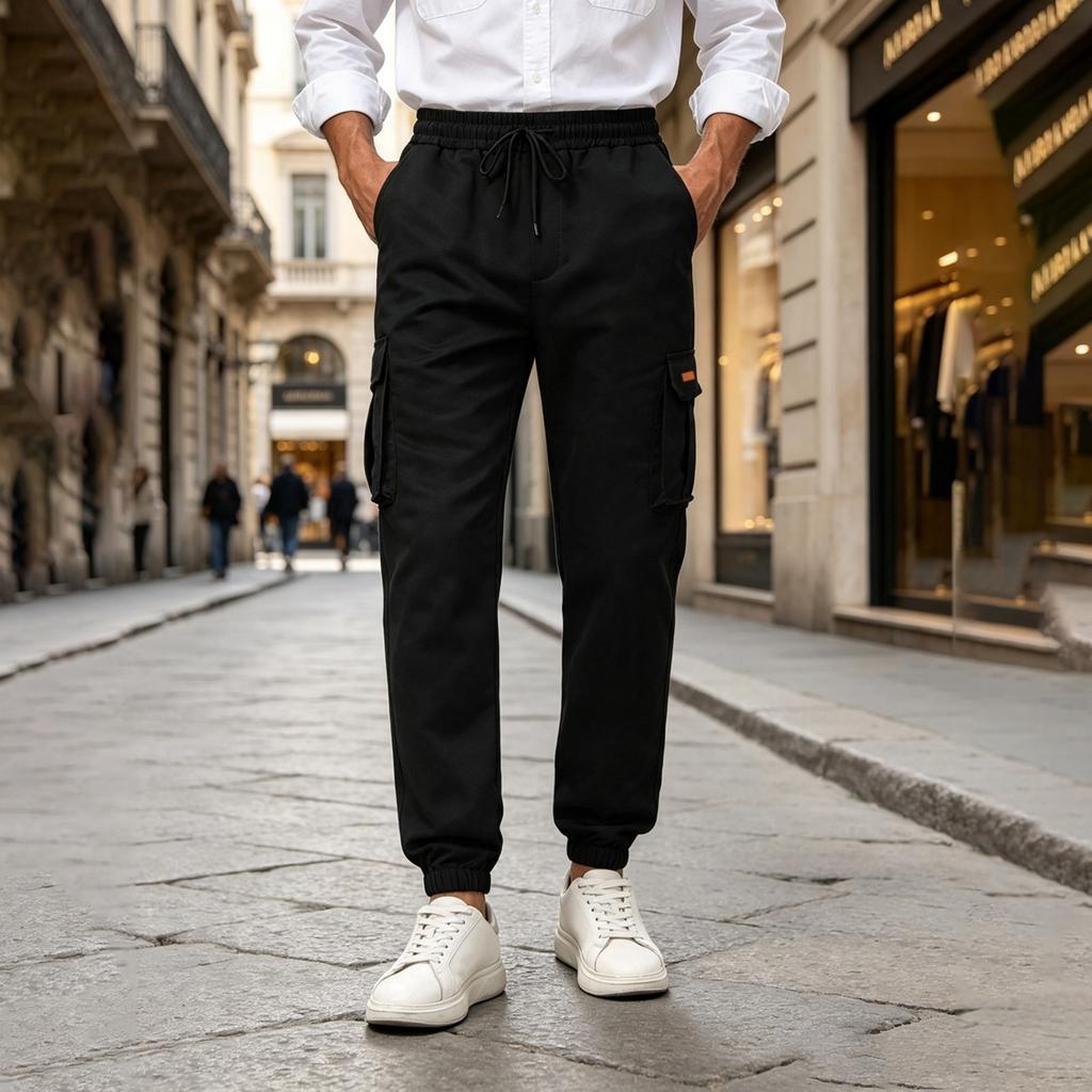 Men's Multi-Pocket Casual Cargo Pants with Tapered Leg for Everyday Wear