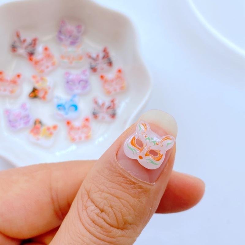 50Pcs New Cute Resin 10mm Mini Mask Series Flat BackFit Phone Manicure Deco Anicure Embellishments For Hair Bows Accessories