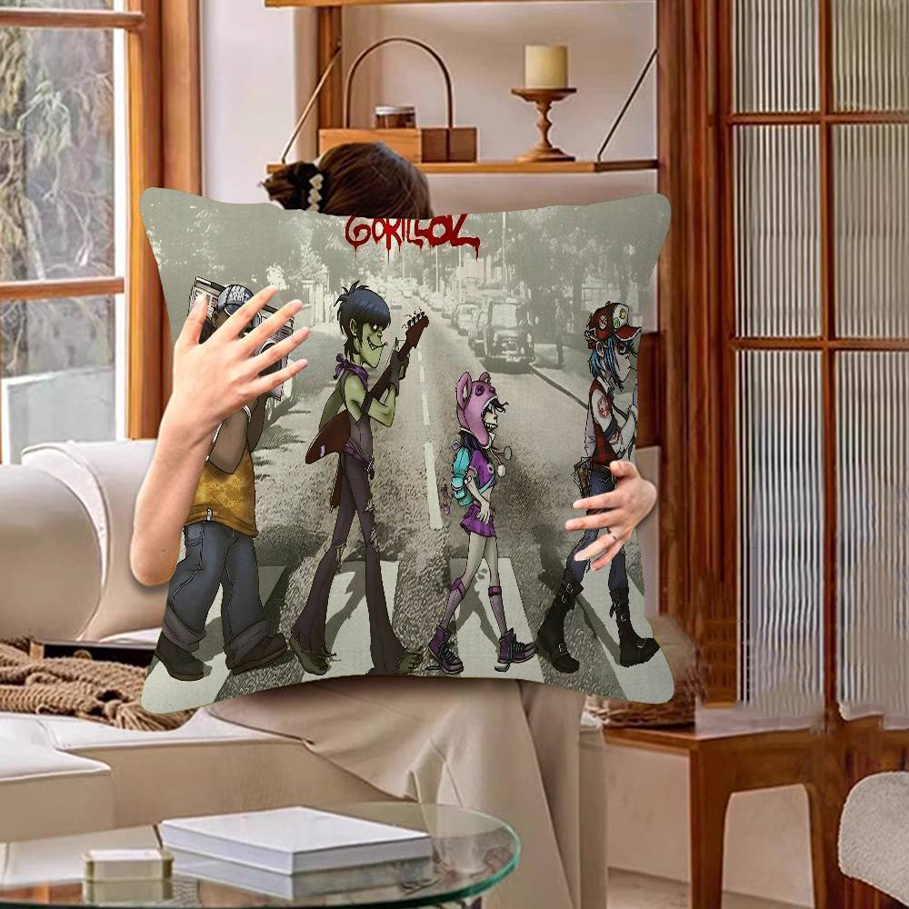 Retro Music Gorillaz Good Quality Anime Office Cushion Pillowcase Car Cushion Cover45X45CM Lumbar Pillowcase Sofa Pillowcover