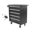 Black 5 Drawer Hand Push Tool Trolley Cart Smooth Slip Internal Locking System Tool Cabinet for Garage