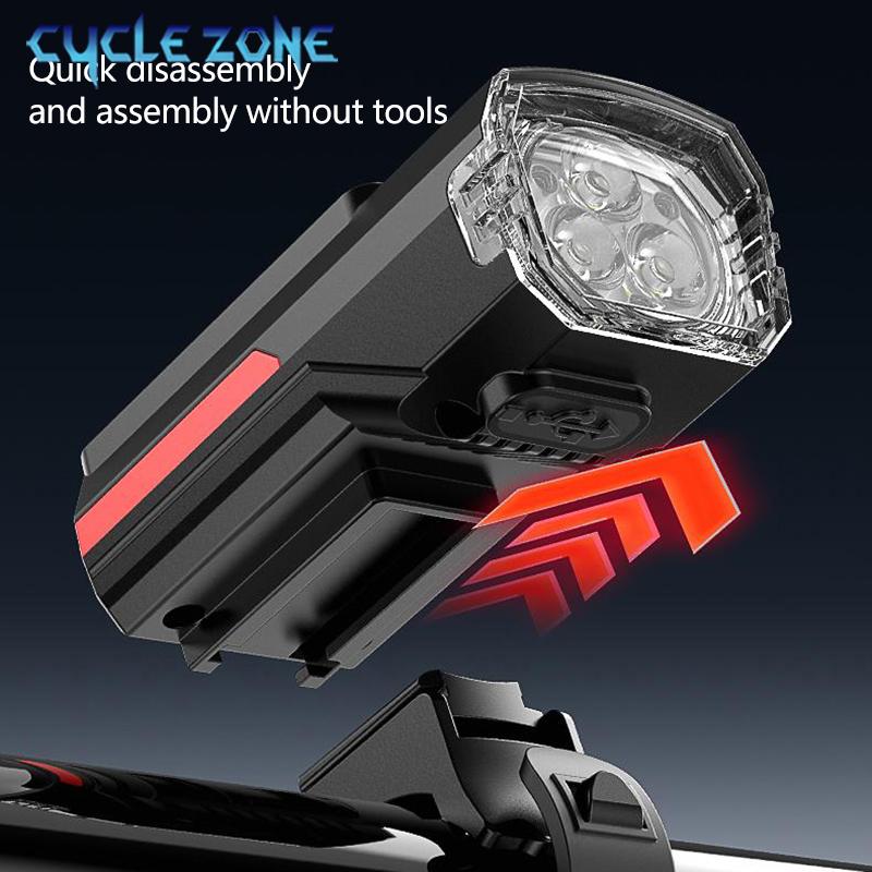 Solar Bicycle Light Bike Front Lamp TYPE-C Rechargeable Cycling Flashlight 3 Lighting Modes Bicycle Headlight for Night Riding