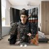 1pc Zhang Linghe As Xie Zheng In Armor On Horse from Chasing Jade Printed Flannel Blanket, All-Season Use, Soft And Comforta