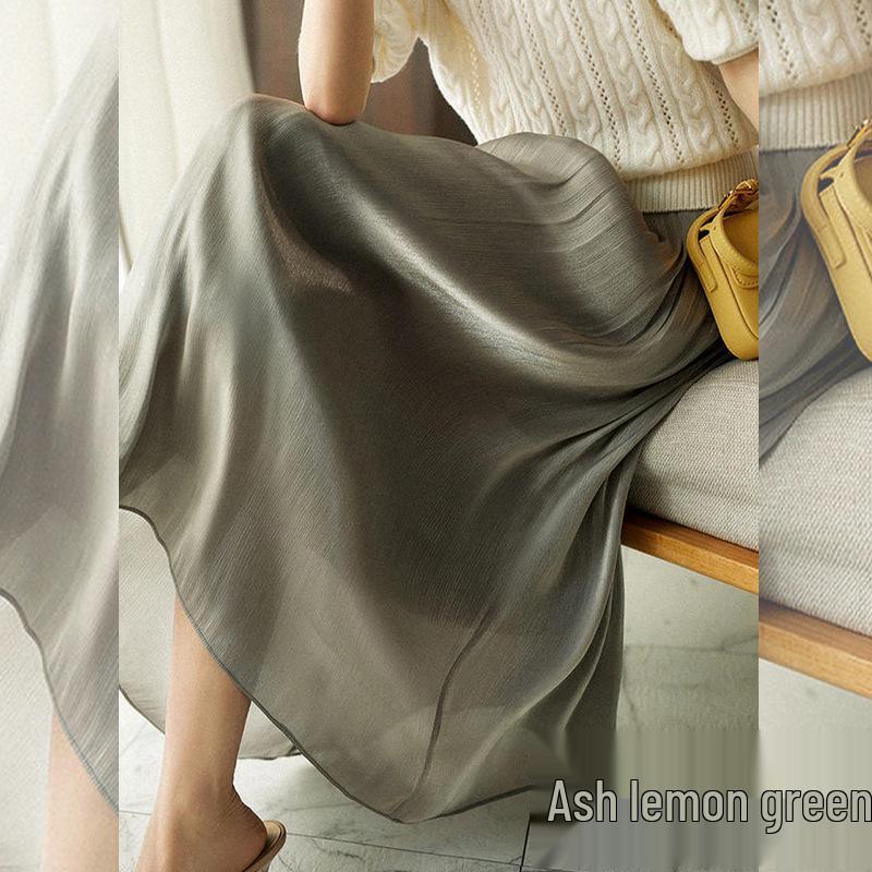 New Women's Iridescent Double Layer Pleated Puff Skirt - Korean Style Fairy Mesh Skirt