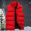 Herre Vestjakke Ensfarget Ståkrage Glidelås Bomullspolstret Tykkere Kuldebestandig Pluss Størrelse Rett Vest Streetwear