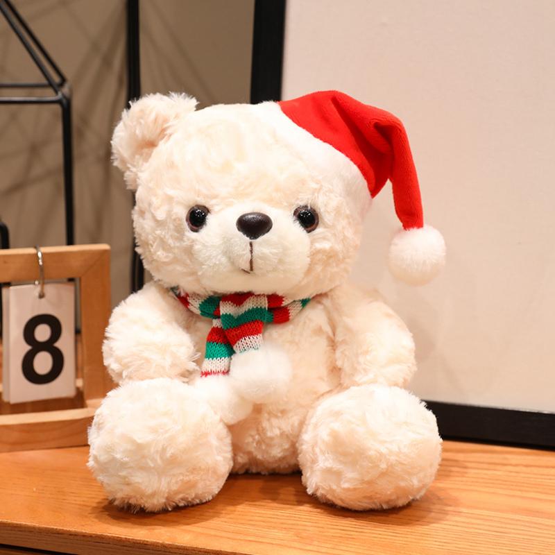 Cute Bear Plush Toy Christmas Dress Up Teddy Bear Scarf Hat Dress Up Comfort Doll To Give Children Birthday Gifts 18cm