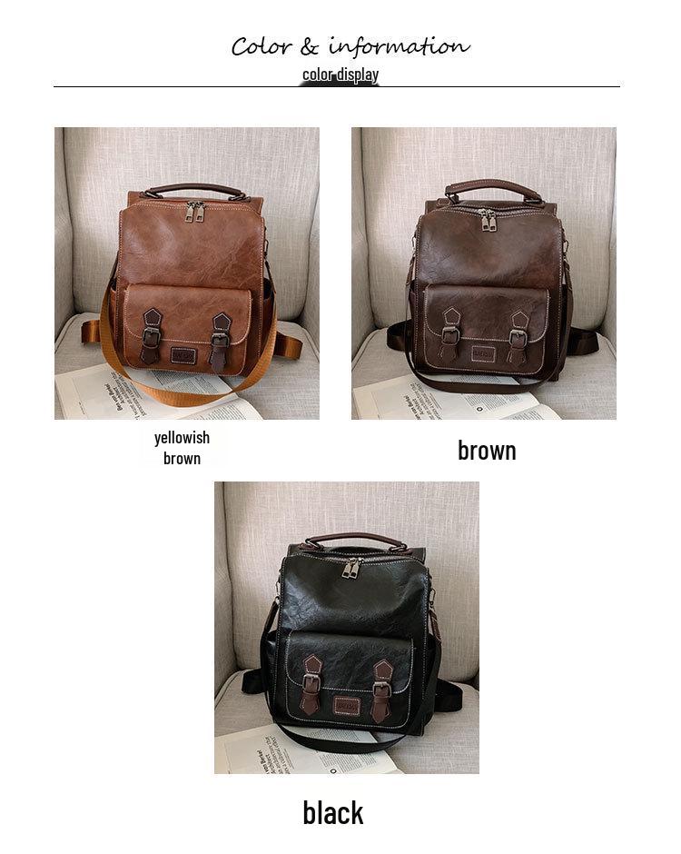 Preppy Retro Large-Capacity Women's Travel Backpack - Trendy PU Schoolbag for College Students