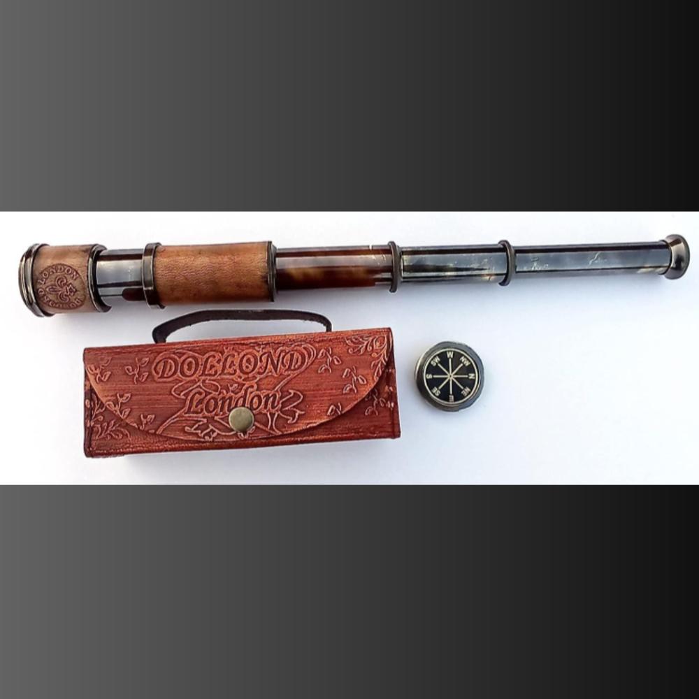 Antique Brass Telescope – 15x Magnification, 35.56 Cm, Maritime Design