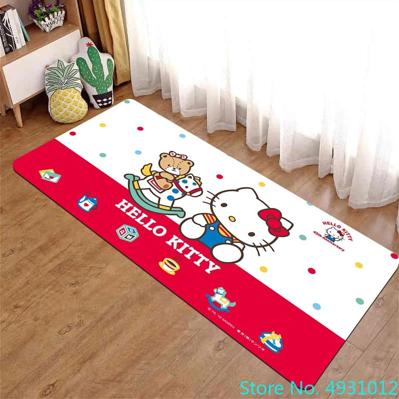Anime Cartoon Kawaii Hello Kitty Rug Carpet Living Room Bedroom Bedside Decoration Soft Baby Kids Children Anti Slip Floor Mat