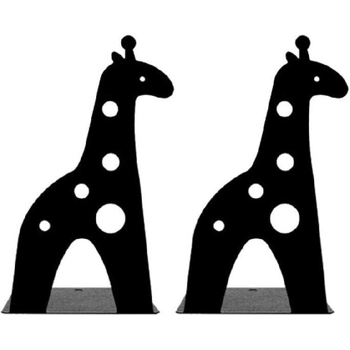 ARTIBETTER 2pcs Giraffe Shaped Nonskid Metal Cute Cartoon Design for Books Magazines Organizer for Home Office Classroom and Library Black