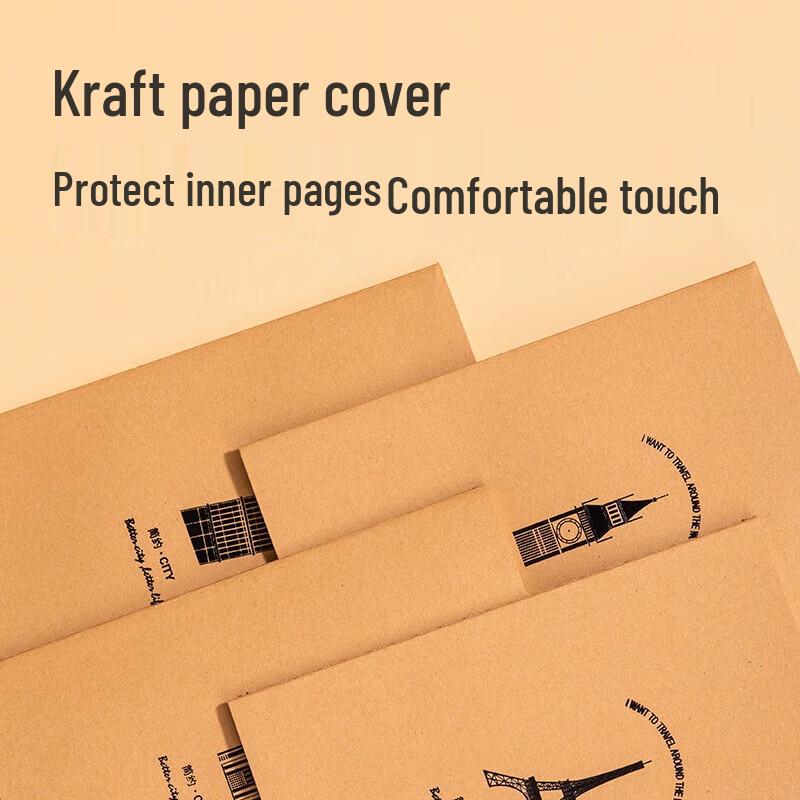 Deli A5 Kraft Paper Stitched Softcover Notebook (12 Pack)