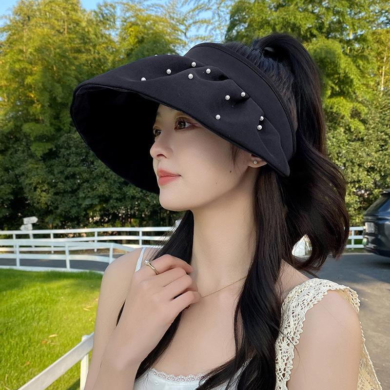 Advanced Sunshade Empty Top Hat Women's Summer Sweet Versatile Outdoor Travel Sunscreen Hat Showing Face Small Headband Hat
