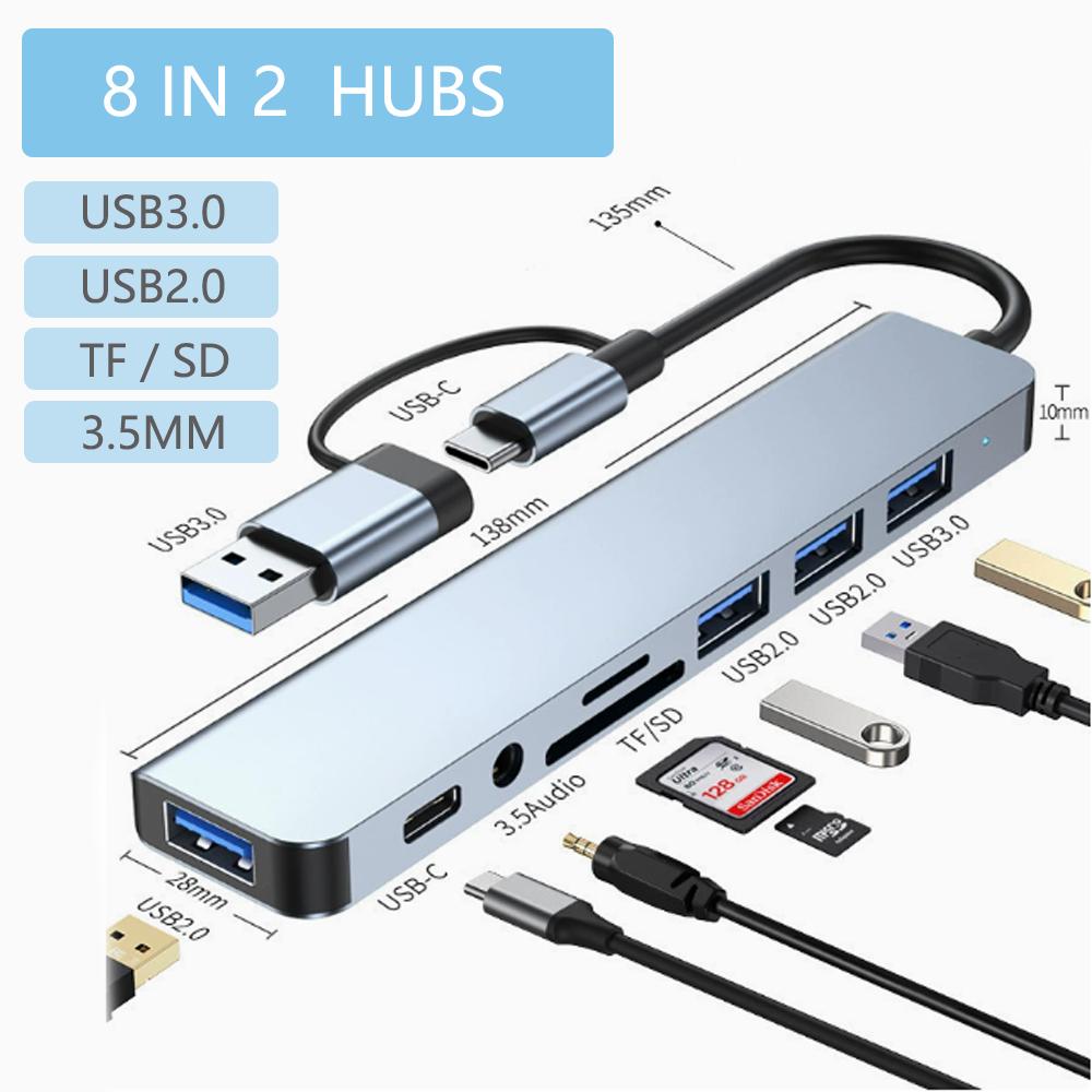 USB C Hub USB Splitter 8in1 7in1 7in2 3in1 USB Extender with 4 USB Port 1 USBC Port TF/SD Card Reader Audio Output Compatible
