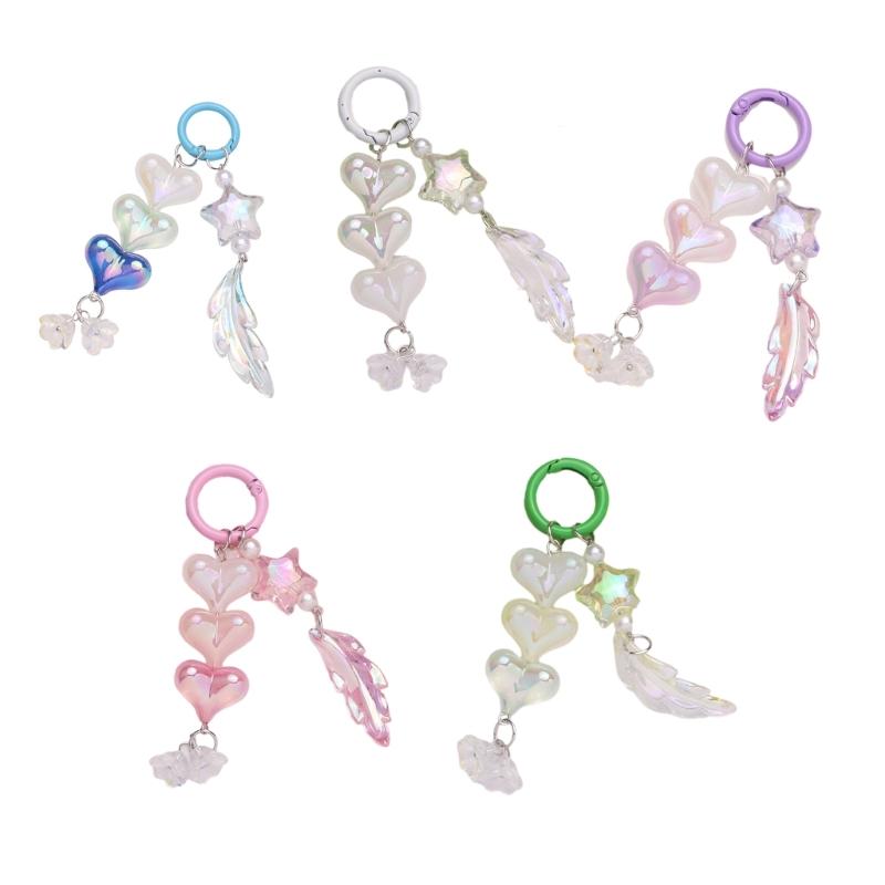 Sweet Heart Keychains Party Gifts Acrylic Material Cute Feather Keychains Handbag Pendent Keyrings for Women Girls
