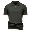 Men's Solid Color Sport Zipper Polo Shirt Athletic Social Polo Shirts for Men Office Slim Fit Polo