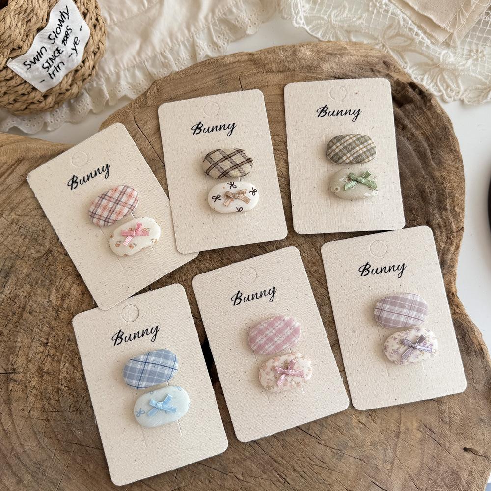 2 szt. Klipsy do włosów w kratę w stylu koreańskim dla małych dziewczynek, słodkie kokardy, klipsy BB, spinki do włosów, wsuwki, akcesoria do włosów dla dzieci