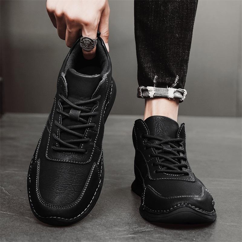 Cotton Shoes Men's 2025 Autumn and Winter New Velvet Warm Medium Top Men's Shoes Soft Sole Non-slip Lace-up Outdoor Casual Shoes Large Size