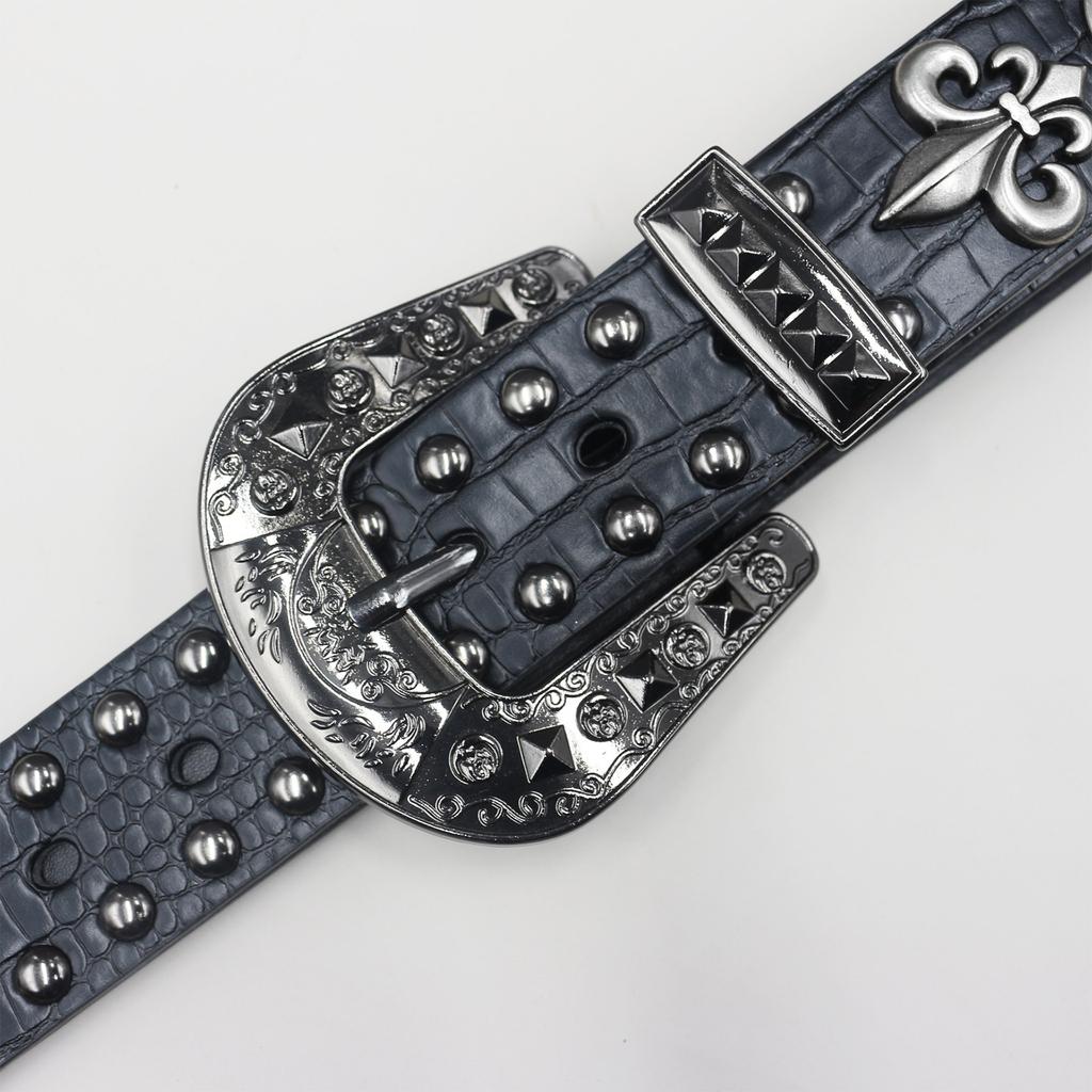 Krokodilmuster Amerikanischer Western Nieten Krähen Accessoires Totenkopf Nieten Gürtel Punk Herren Gürtel Damen Hundert
