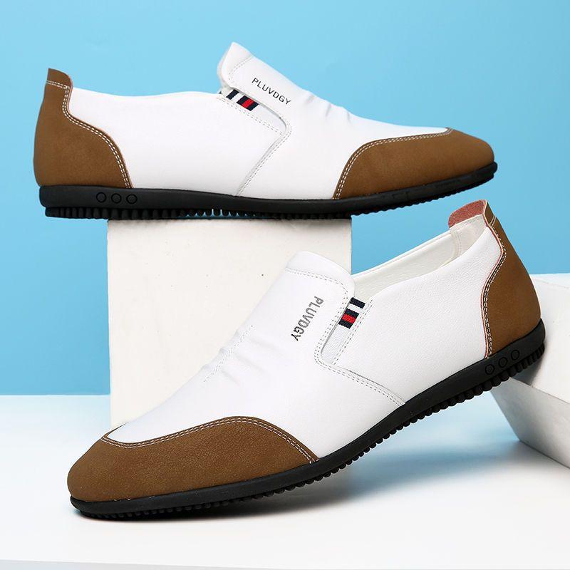 % New summer leather shoes men's breathable casual versatile youth driving shoes soft-soled Doudou shoes
