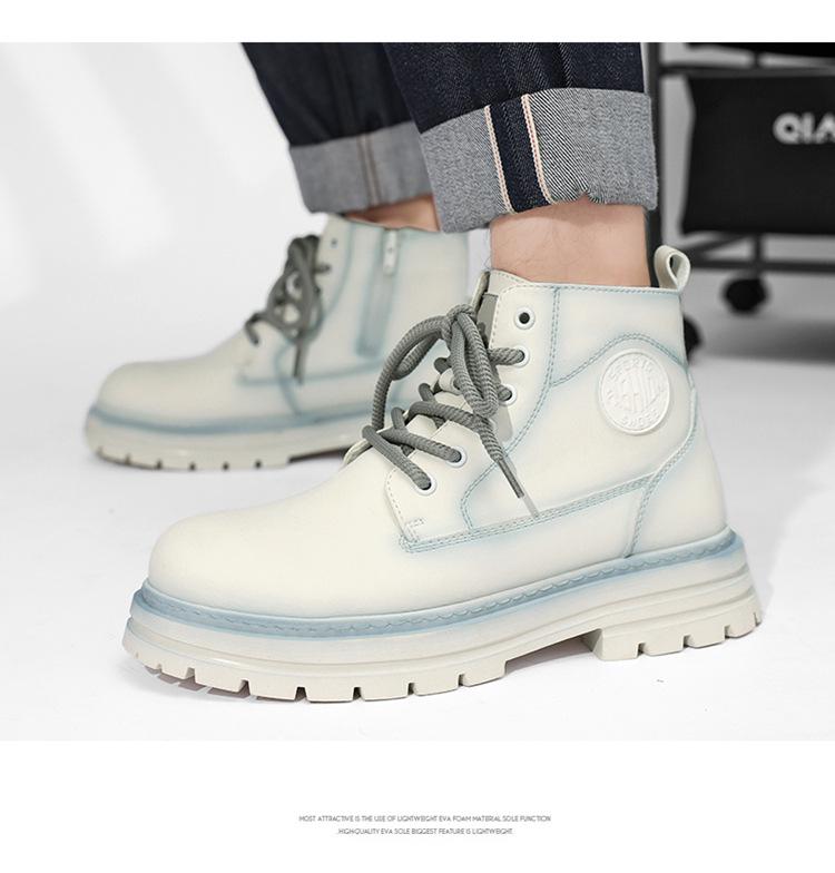 Men's High-Top Yellow Retro Martin Boots - Waterproof, Height-Increasing Casual Work Boots