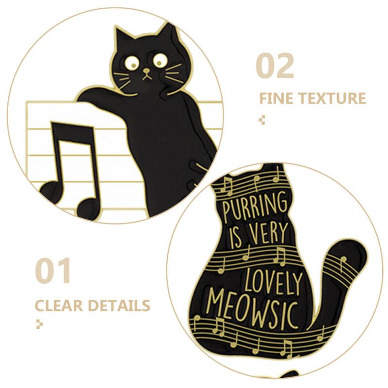 5-teiliges Set schwarze Katzen-Emaille-Broschen Kreative Rucksack-Modepins