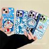 Cute Cartoon D-Doraemons Phone Case For IPhone 17 16 15 14 11 12 13 Pro Max Plus Pro Colored Silver Cover